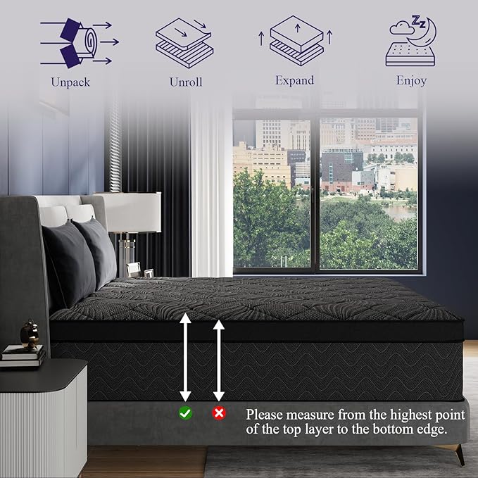 King Size Mattress, 12 Inch Luxury Hybrid King Mattress in a Box, Medium Firm Mattresses with Cooling Gel Memory Foam & Pocket Springs, Double Additional Support, 365-Night Trial