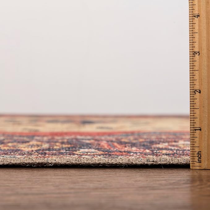 Keen Home Design 8x10 Rug - Machine Washable Area Rug with Non-Slip Backing, Ideal for Living Room, Dining Room, Bedroom - Vintage, Easy Clean, Durable, Low Pile Rug - (8' x 10')