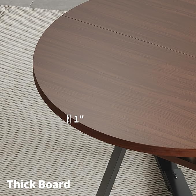 45.3" Walnut Round Dining Table Set with 2 Chairs – Mid-Century Modern Small-Space Kitchen & Dining Room Furniture for Apartment or Breakfast Nook (Walnut – Storage Table + 2 Brown Chairs)