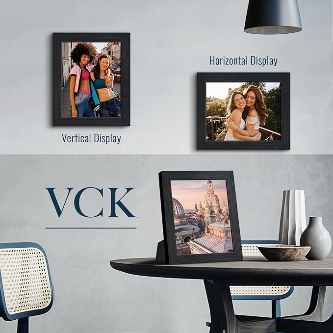 VCK 8.5x11 Black Oak Picture Frames 3 Pack, High-End Wood Wide Border Poster Frame,Tabletop & Wall Hanging, Multi-Directional Display Family Photos, Office Prints, Studio/Gallery/Home Artwork