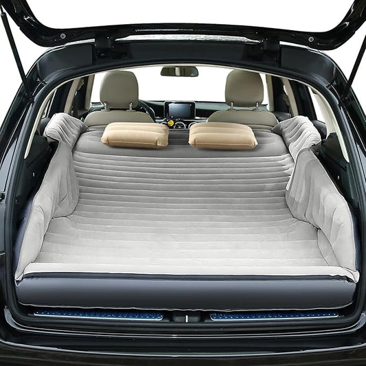 Self-Inflating SUV Air Mattress with Built in Electric Pump，car air Mattress for Trunk，Portable car Mattress for Travle and Camping (Light Gray)
