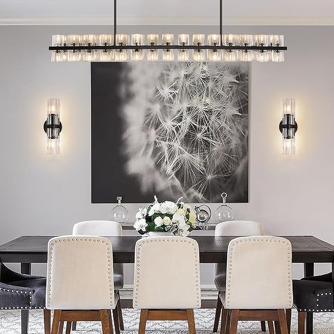 2 Light Black Crystal Wall Sconces,K9 Crystal Sconces Wall Lighting,Crystal Modern Wall Sconces Indoor Wall Light Fixtures Bedroom Wall Sconce for Bathroom,Stairway,Entryway,Hallway, Living