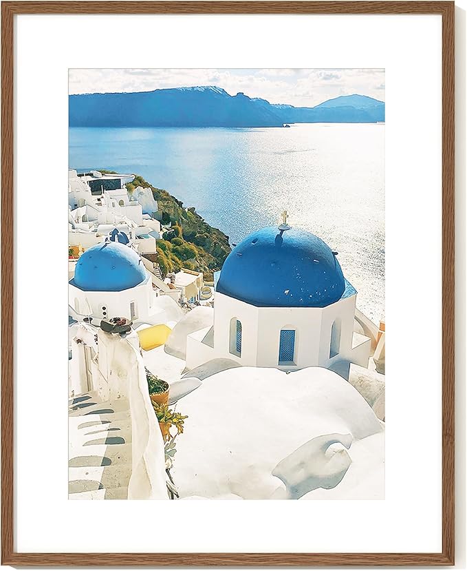 Axeman 24x30 Picture Frame | Solid Oak Wood 24 By 30 Poster Frame With Mat For 18x24 | 24''x30'' Wood Frame | Tempered Glass And Hanging Hardware Included Home Wall Decor Hanging Frame | Walnut