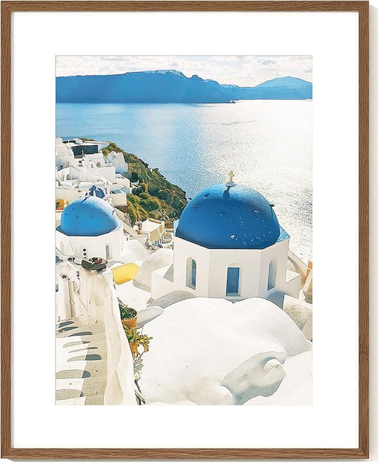 Axeman 24x30 Picture Frame | Solid Oak Wood 24 By 30 Poster Frame With Mat For 18x24 | 24''x30'' Wood Frame | Tempered Glass And Hanging Hardware Included Home Wall Decor Hanging Frame | Walnut