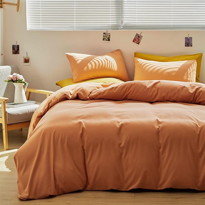 CLOTHKNOW Peach Comforter Set Twin/Twin XL Pink Coral Bedding Comforter Set Grapefruit Comforter Luxury Soft Bedding 3Pcs Orange Pink Comforter Sets