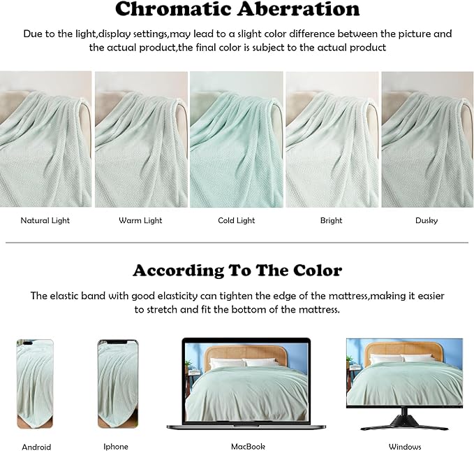 NEWCOSPLAY Super Soft King Blanket Mint Premium Silky Flannel Fleece Leaves Pattern Lightweight Bed Blanket All Season Use (Mint, King(90"x110"))