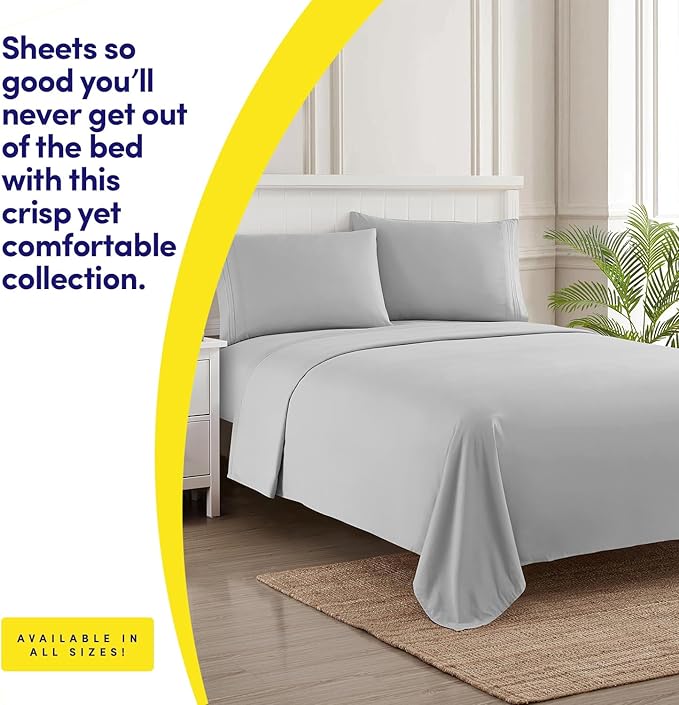 1500 Supreme Collection Queen Sheet Sets Light Gray Silver - Luxury Hotel Bed Sheets and Pillowcase Set for Queen Mattress - Extra Soft, Elastic Corner Straps, Deep Pocket Sheets, Queen Silver Gray