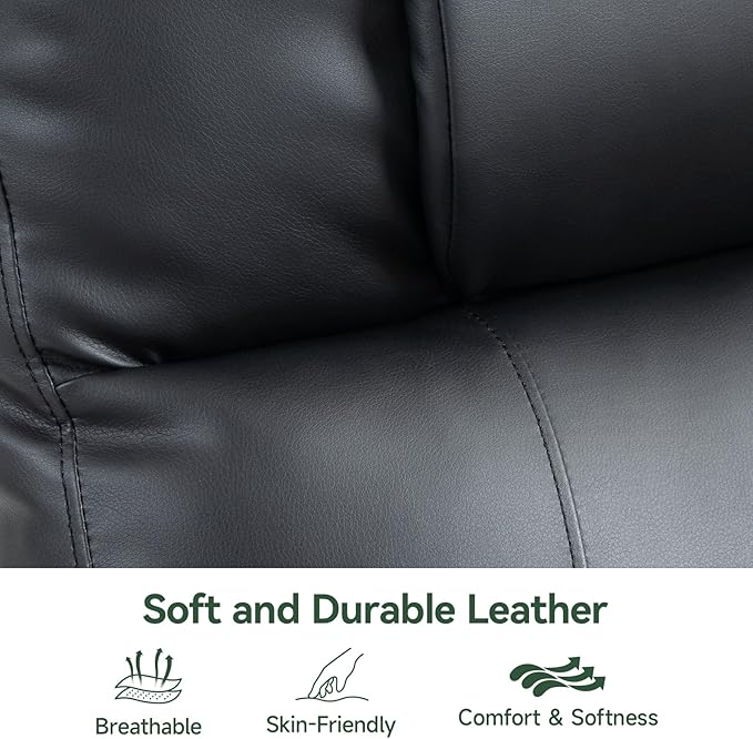 Power Lift Recliner Chair for Elderly with Heat & Massage, 160° Electric Adjustable PU Leather Recliner with Remote Control, Stand Assist, Cup Holders & Side Pockets for Living Room (Black)