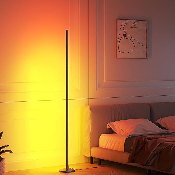 SUNMORY 2 Pack RGB LED Floor Lamp, 57" Corner Lamp with 80+ Scene & Timer, Smart Ambient Lighting with Music Sync & 16 Million Colors, Remote & App Floor Lamps for Living Room, Gaming Room, Bedrooms
