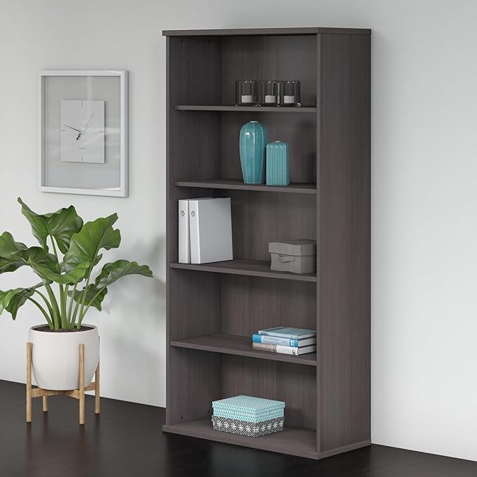 Bush Furniture BSHSCB136SG Studio C Storm Gray 36W 5 Shelf Bookcase