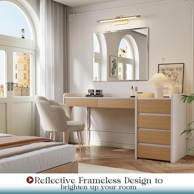 Bathroom Mirrors for Wall Beveled, 28"x36" Frameless Bathroom Vanity Mirror, Wall Mount Mirror for Bedroom Entryway Living Room Hangs Horizontally or Vertically