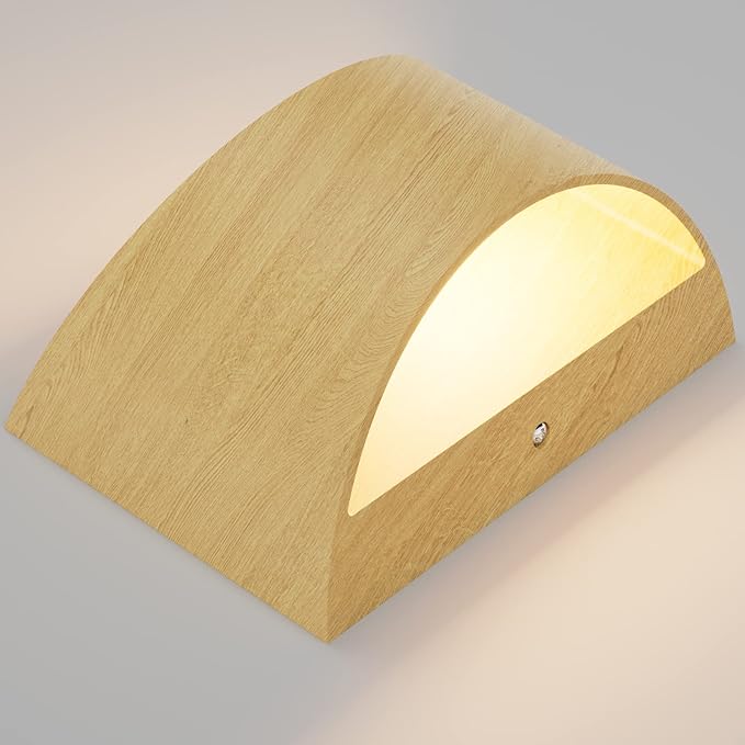 Aipsun Aluminum Modern Wall Light Fixtures 1 Pack Indoor LED Wall Sconce Hardwired Wood Texture Up and Down Wall Mount Light for Living Room Bedroom Hallway Corridor 3000K(with G9 Bulbs)