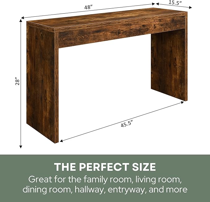 Convenience Concepts Northfield Hall Console Table 48" - Modern, Minimalist Narrow Sofa Display Accent for Contemporary Living Room, Entryway, or Hallway, Barnwood