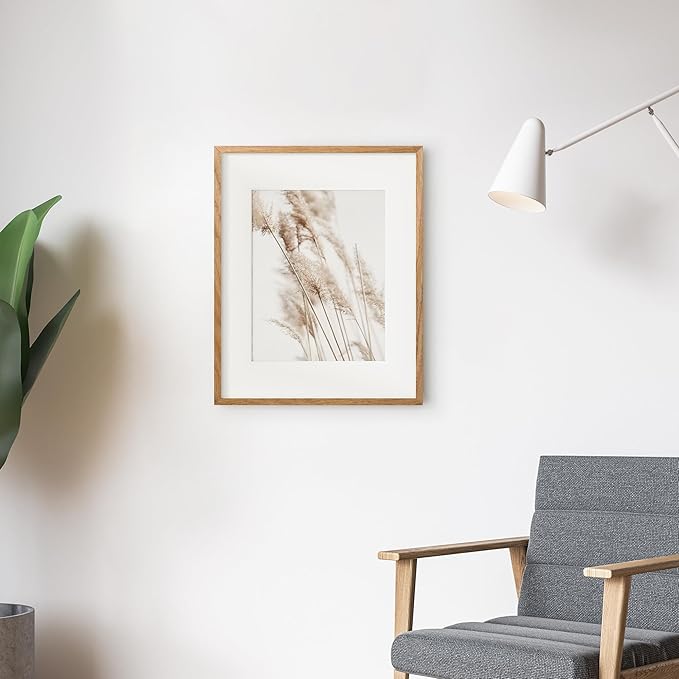 Axeman 16x20 Picture Frame with Mat for 11x14, Solid Oak Wood Poster Frame with Tempered Glass for Home Decor, Wooden 16x20inch Photo Frame for Art Photo and Prints, Wall Hook Included, Natural