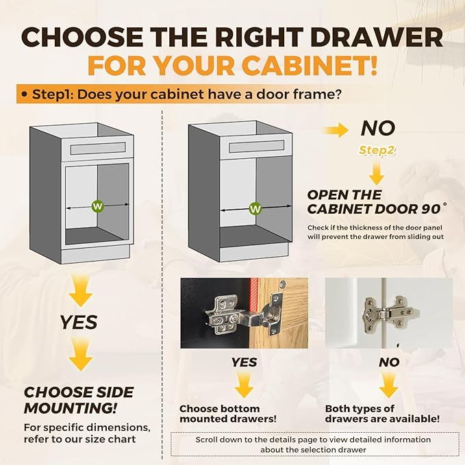 Pull Out Drawers for Cabinet 33"W x 22"D x 3"H Wood Slide Out Cabinet Organizer and Storage Cabinet Kitchen Drawers Slide Out Shelves Pull Out Shelves in Kitchen Pantry Bathroom with Soft Close