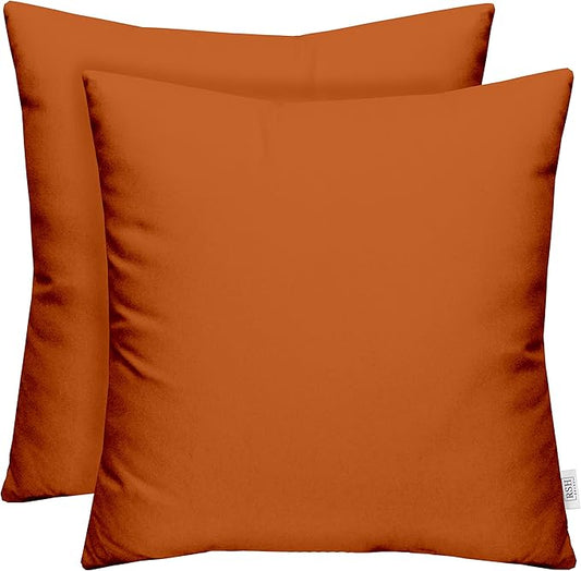 RSH DECOR: Sunbrella Square Throw Pillows Set of 2 | 20" x 20" | Water and Fade-Resistant Performance Fabric | Outdoor Pillow Covers with Down-Alternative Inserts | Canvas Tuscan