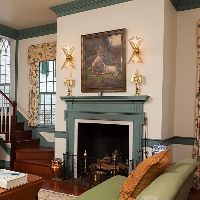 EDISLIVE 2-Bulb Vanity Light Mid-Century Modern Starburst Wall Sconce Lamp Sunburst Sconce Wall Light for Powder Room Bedroom Bathroom