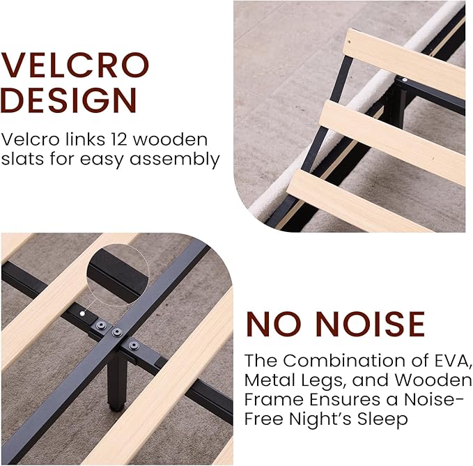 Queen Size Boucle Bed Frame, Upholstered Cloud Bed Frame with Adjustable Headboard, Solid Wood Legs, Rounded Corners Design & Easy Assembly – Modern Platform Bed,Cream