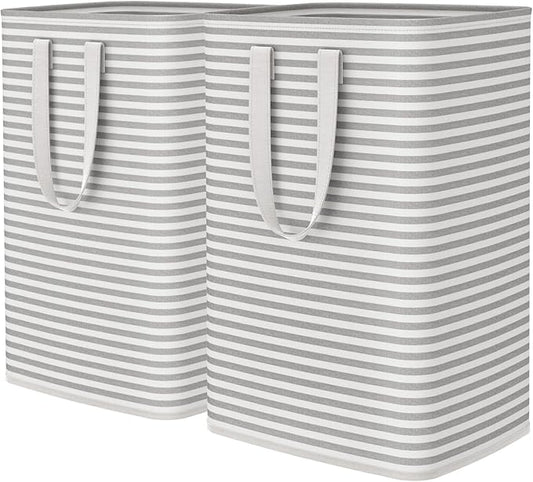 Lifewit 2 Pack Laundry Hamper Large Collapsible Laundry Baskets, Freestanding Waterproof Clothes Hamper with Easy Carry Handles in Laundry Room Bedroom Bathroom College Dorm for Adults, Grey, 2 x 80L