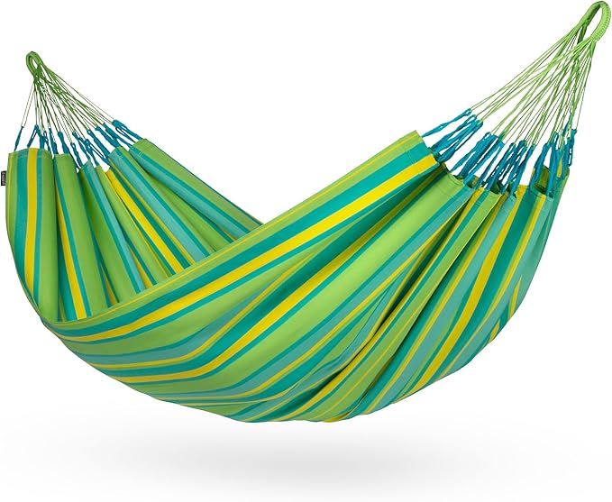La Siesta® Large Double Brisa Classic Hammock, Outdoor Indoor Hammock Swing - Handmade Weather & Tear Resistant Patio Backyard Bedroom Hammock, Lime