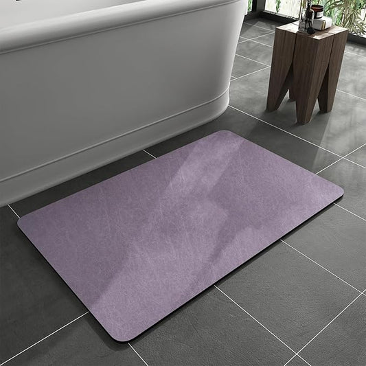 MontVoo -Bath Mat Rug-Rubber Backing Non Slip Quick Dry Absorbent Thin Bathroom Rugs Fit Under Door-Faux Suede Surface Bathroom Floor Mats-Shower Rug for in Front of Bathtub Shower Lavender 17"x27.5"