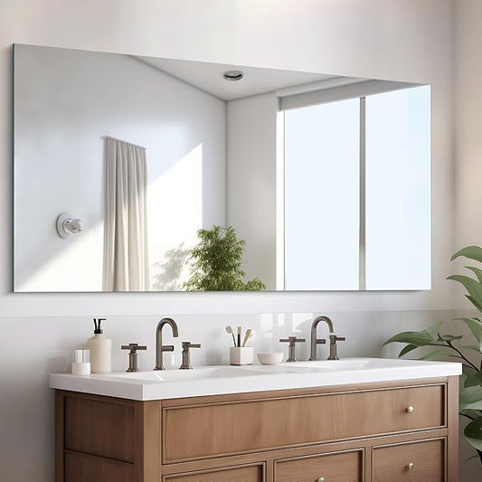 Frameless Mirror, 30x60 Inch Large Bathroom Mirrors for Wall, Upgraded Shatterproof Rectangle Vanity Mirror Over Sink with Polished Edge for Bathroom,Bedroom,Living Room and Entryway