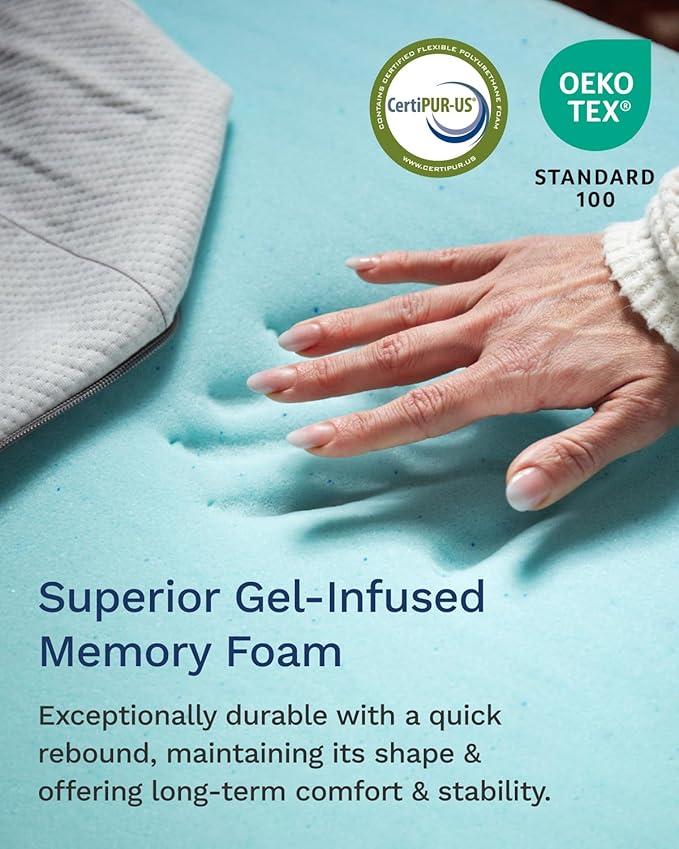 ViscoSoft Dusk 2-Inch Memory Foam Mattress Topper - Cal King Mattress Topper, Washable Cover, Cooling & Back Pain Relief, CertiPUR-US Performance Tested and Certified Foam