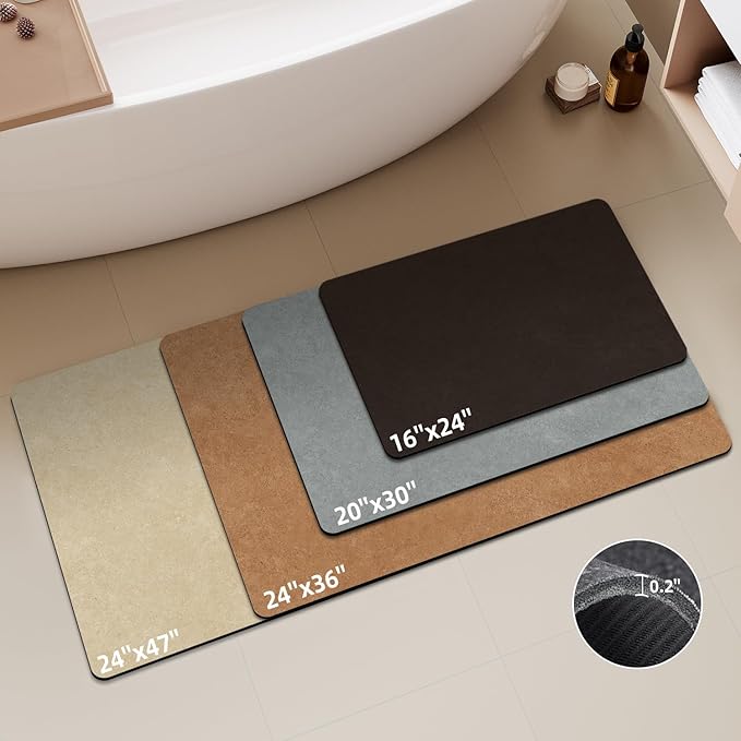 Black Bath Mat, Small Bathroom Rugs Non Slip Washable Thin Absorbent Quick Dry Bath Mat Fits Under Door Bathroom Floor Mat Perfect for Bath, Shower, or Sink 12"x12" Black