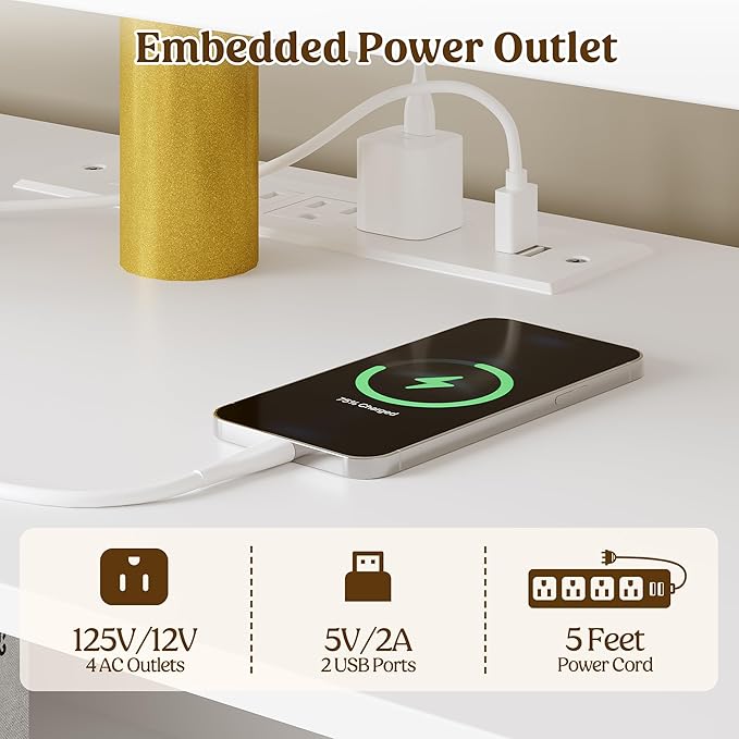 Lulive Luxury Fluted TV Stand for 60/65/70 Inch TV with Power Outlet & LED Light, Modern Entertainment Center with Fluted Panel Design, Modern TV Console Table for Living Room & Bedroom, White