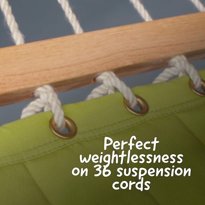 LA SIESTA® Alabama Avocado - Weather-Resistant Quilted Spreader Bar Hammock Size King