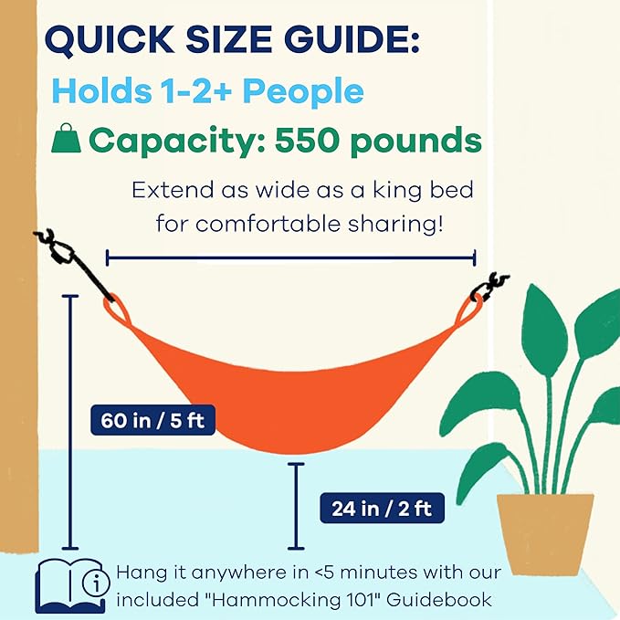 Handwoven Hammock by Yellow Leaf Hammocks - Family Size, Fits 2+ PPL, 550lb max - Weathersafe, Super Strong, Easy to Hang, Ultra Soft, Artisan Made - Color: Red - Orange