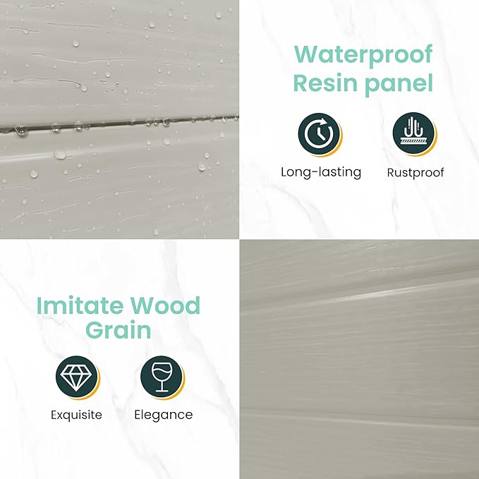 UDPATIO Outdoor Storage Shed 5x3 FT, Garden Plastic Sheds & Outdoor Resin Shed with Lockable Door for Backyard, Patio, Lawn, Light Grey