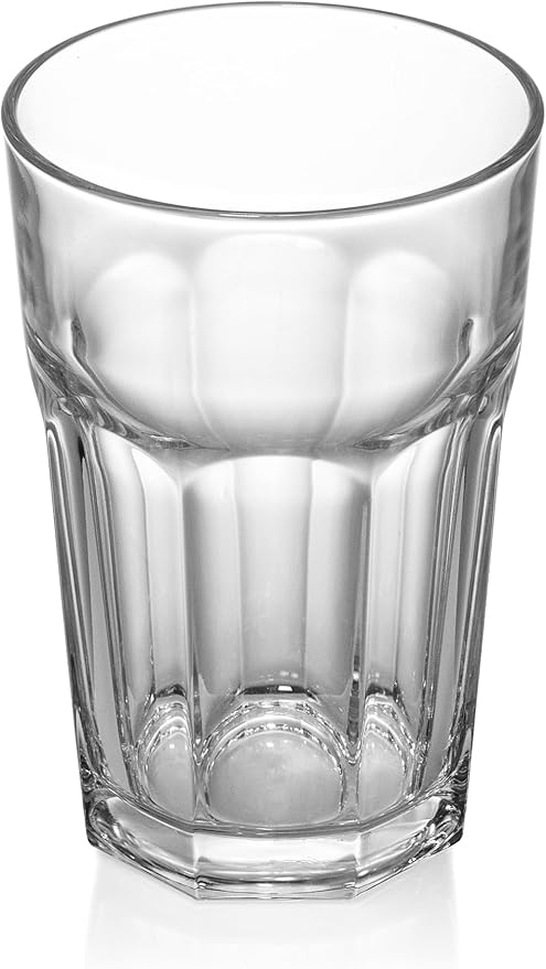 Red Co. Set of 6 Clear Glass 14 Fl Oz Drinking Highball Tumblers for Water, Juice, Beer, Cocktails