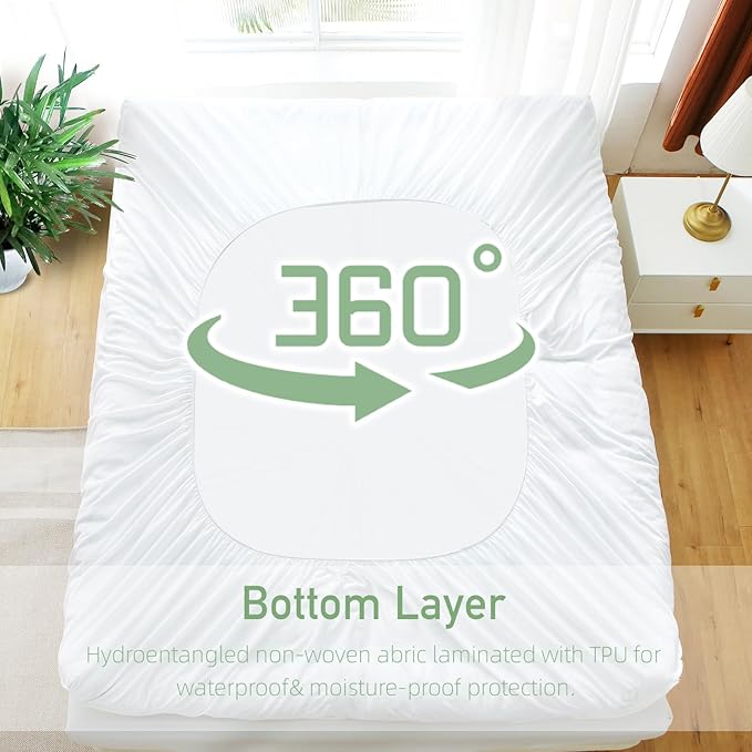 Extra Thick Mattress Topper Twin Size, Waterproof Soft Viscose Derived from Bamboo, Pillow Top Mattress Pad, Mattress Cover 1000GSM Filling with Deep Pocket for Back Pain Relief