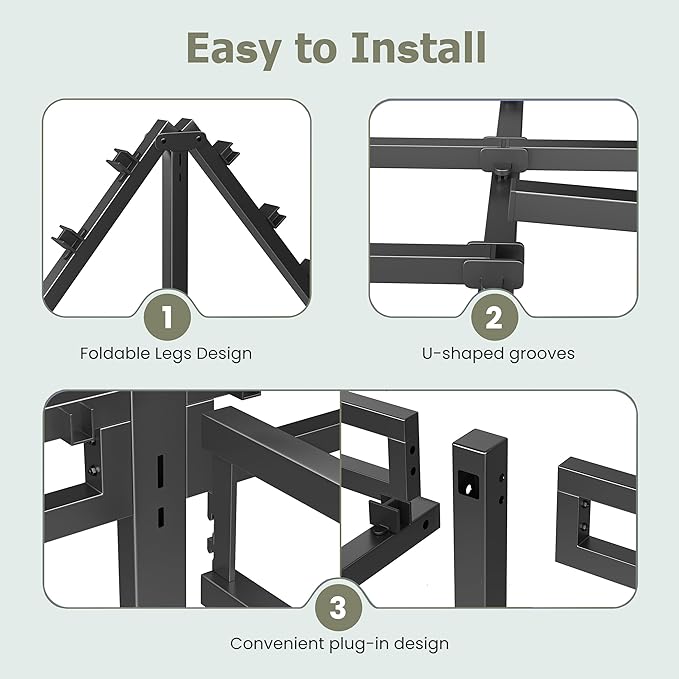 NKZ California King Bed Frame 14 Inch, Metal Bed Frame & Box Spring 2 in 1 Platform with Round Corner Legs, 4000lbs Weight Capacity Reinforced Metal Frame, Headboard Hole, Noise-Free, Easy Assembly