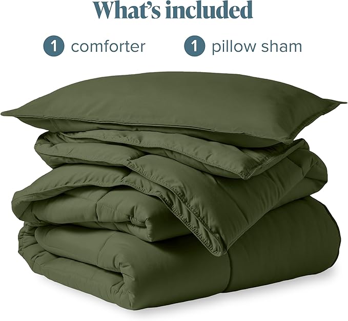 Bare Home Comforter Set - Ultra-Soft - Goose Down Alternative - Premium 1800 Series - All Season Warmth (Twin/Twin XL, Cypress Green)