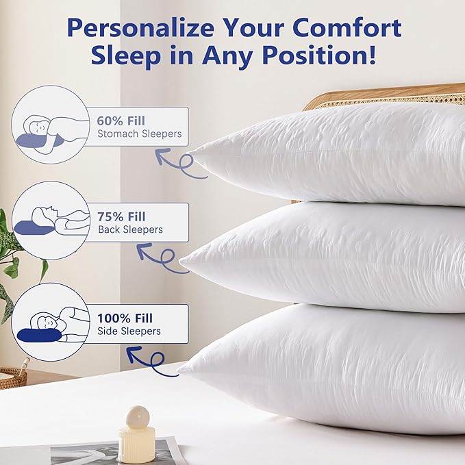 Shatex Medium Firm Pillow - Standard Bed Pillow 26 x 20 Inch, Adjustable Neck & Back Support for Stomach & Side Sleepers