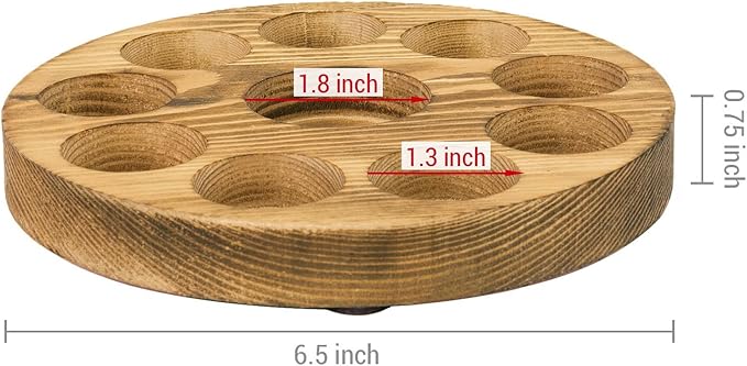MyGift Small Essential Oil Bottle Holder - 10 Slot Brown Wood Round Storage Display Rack, Nail Polish Holder, Lipstick Organizer