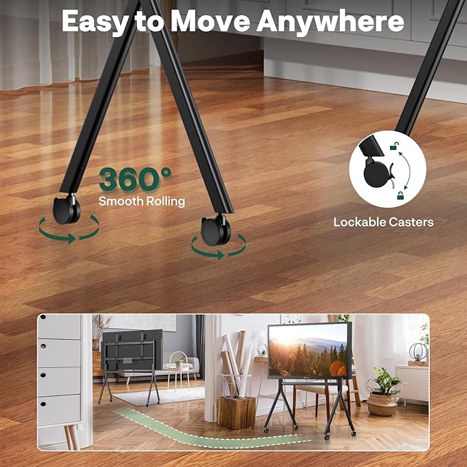 Sylvox TV Floor Stand for 60-120 Inch TVs, Heavy Duty Rolling TV Stand Max Load 330LBS/150kg, Mobile TV Cart with Lockable Wheels, Universal Flat/Curved Screen Mount, VESA 200x200 to 1200x600mm