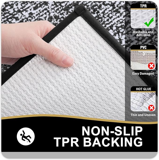 OLANLY Bathroom Rugs 47x24, Extra Soft and Absorbent Microfiber Bath Mat, Non-Slip, Machine Washable, Quick Dry Shaggy Bath Carpet, Suitable for Bathroom Floor, Tub, Shower (Runner, Black)