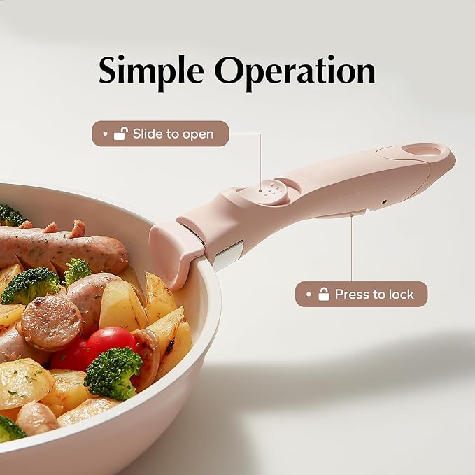 Redchef Removable Handle - Detachable Handle Cookware Replacement, Universal Cookware Handles, Ideal Replacement for All Cookware (Pink)