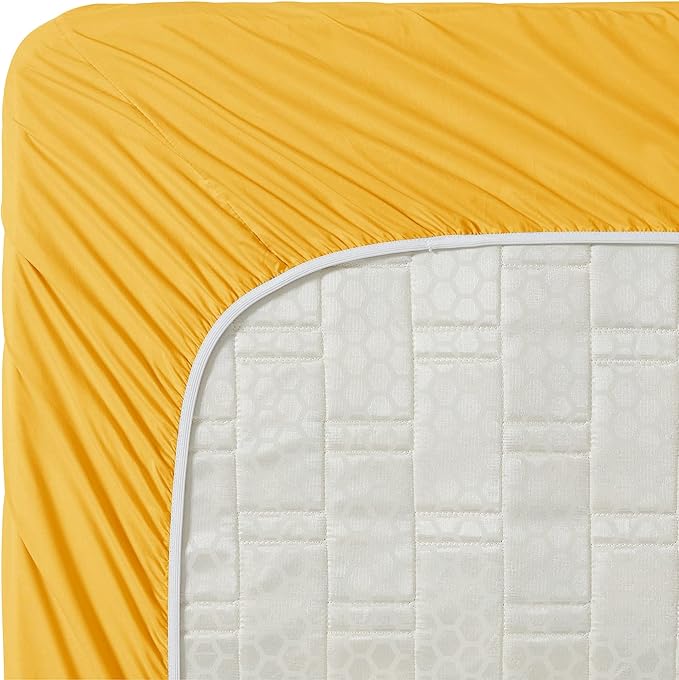 Clara Clark Bed Sheets, Premier 1800 Series 4 Piece Bed Sheet Set, Deep Pocket, Wrinkle, Fade, Stain Resistant, Luxury Soft Bedding Sheets & Pillowcases, Full, Yellow