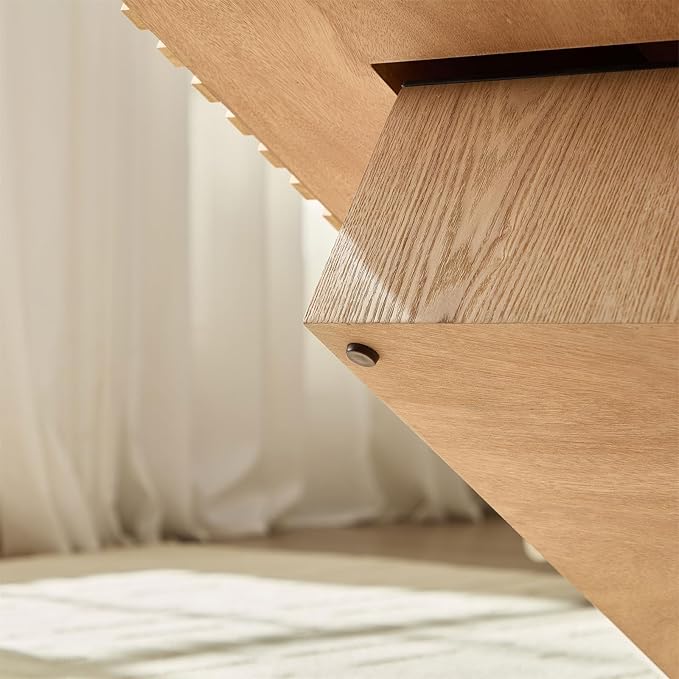Square Coffee Table for Living Room, Accent Fluted Coffee Table with Storage, Modern Solid Wood Veneered Large Center Tea Table for Small Space Apartment (35.4''D×16''H-Natural)