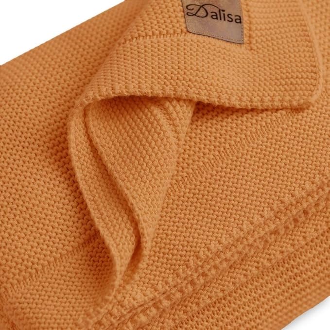 Dalisa 100% Organic Turkish Cotton Throw Blanket - GOTS Certified, Cozy - Perfect for Couch, Bed, and Home Decor - Boho Vintage Knit Alina (Saffron Gold, 50x60)