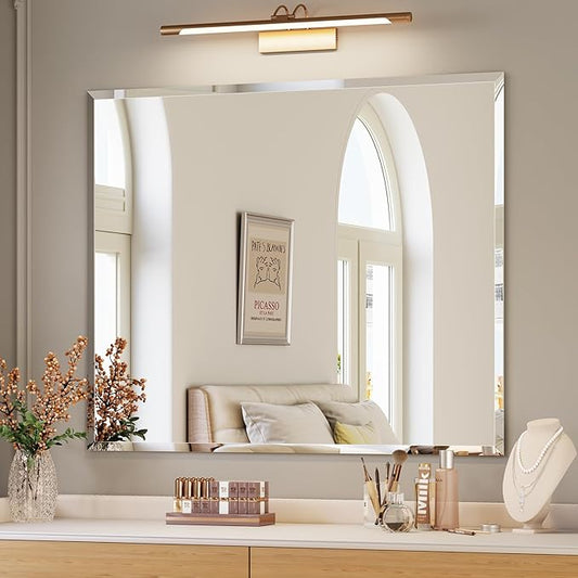Bathroom Mirrors for Wall Beveled, 30"x36" Frameless Bathroom Vanity Mirror, Wall Mount Mirror for Bedroom Entryway Living Room Hangs Horizontally or Vertically
