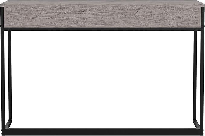 Martha Stewart Ollie Home Office Desk with 3 Drawers in Gray Wood Grain with Oil Rubbed Bronze Hardware