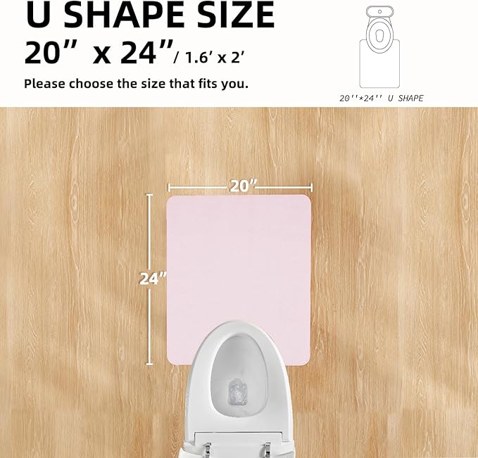 Toilet Rug, Thin Toilet Rugs U Shaped Washable Non Slip Absorbent Quick Dry Low Pile Toilet Mat, 20"x24" U Shape Pink