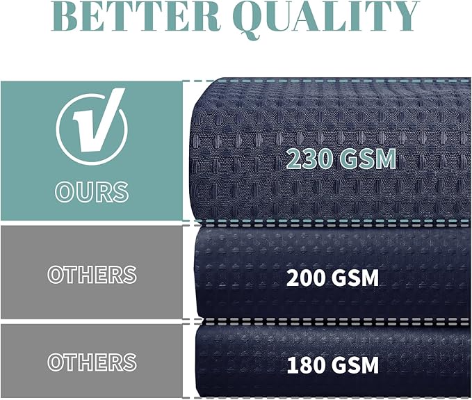 Navy No Hook Waffle Weave Shower Curtain with snap-in Liner Replacement, 230GSM Waterproof Fabric Hotel Shower Curtain Set for Bathroom, Through Mesh Top Window,54Wx80H