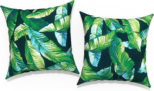 Outdoor Pillow Covers for Patio Furniture 20x20 Inch, Decorative Patio Throw Pillow Covers Set of 2, Modern Square Cushion Cases for Porch Garden Home Office, Hanalei Lagoon