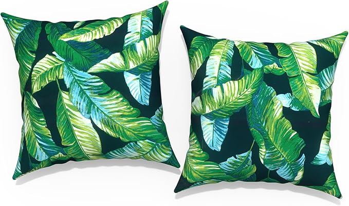 Outdoor Throw Pillow Covers 18”x18”, Decorative Pillow Covers for Patio Furniture, Modern Cushion Cases for Garden Couch Home Sofa Bed Office Chair, Pack of 2, Hanalei Lagoon